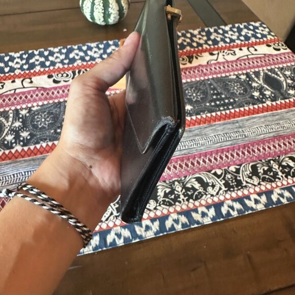 Gucci Black Leather Long Wallet Sherry Line Foldover Clasp, Vintage and Rare - Picture 12 of 13